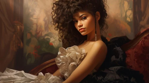 Exotic Realism: Victorian-Inspired Artwork of Woman in White AI Image