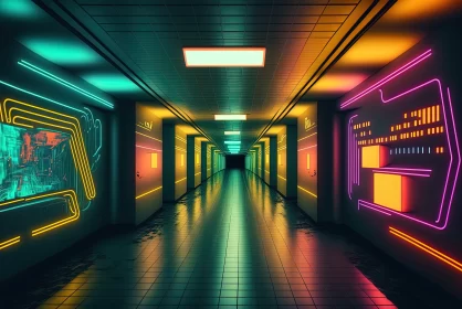 Neon Lit Hallway: A Retro-Style Stimwave Visual