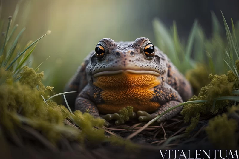 Photorealistic Art of a Toad in the Grass AI Image