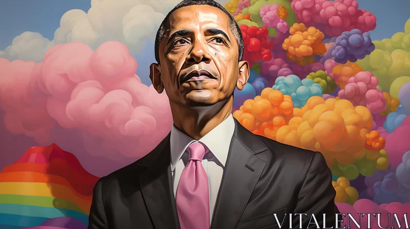 AI ART Barack Obama in Colorful Clouds - Artrageous Artwork