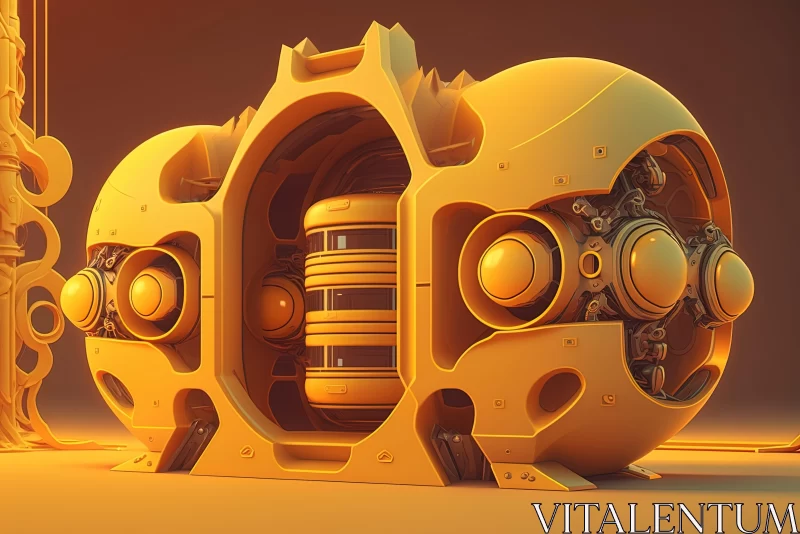 Intricate 3D Rendering of Electric Yellow Robot AI Image