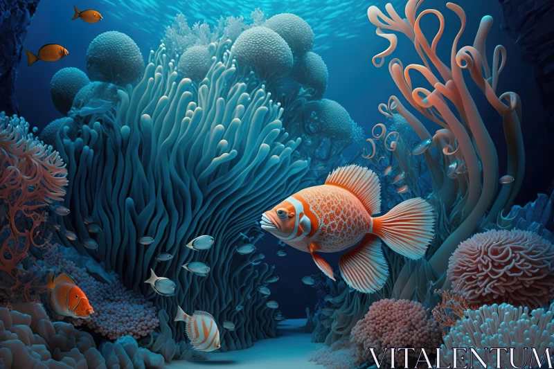 Underwater Spectacle: A Detailed Rendering of Marine Life AI Image