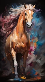 Golden Horse - A Masterpiece of Painted Canvas Art AI Image
