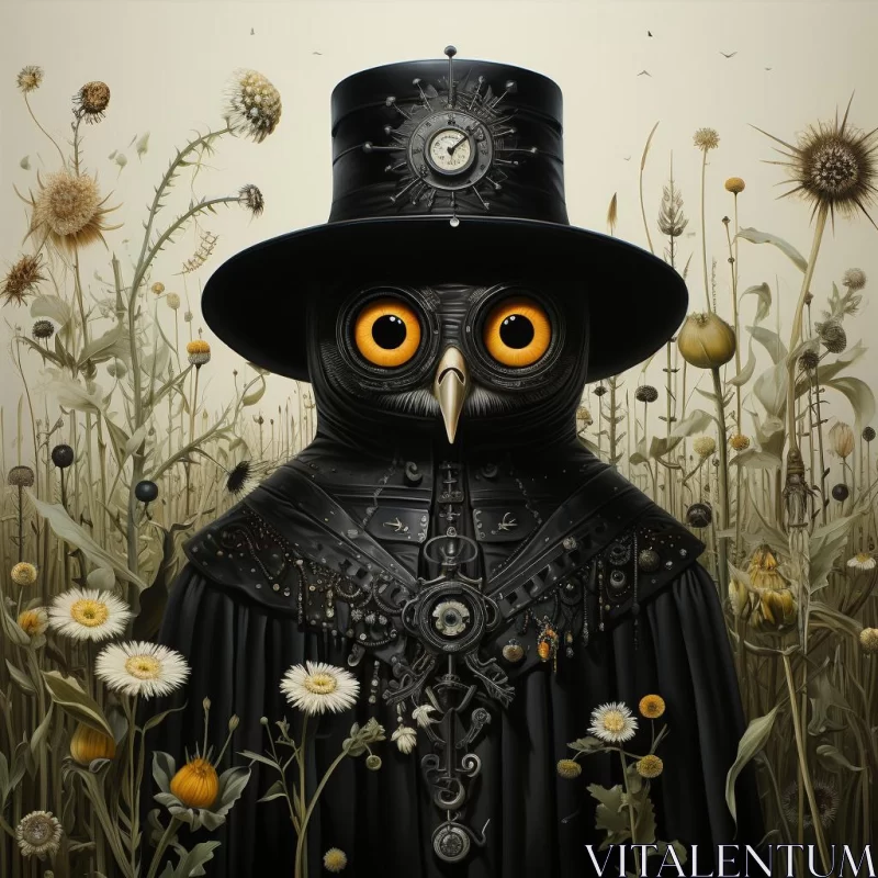 Mysterious Owl Artwork: A Surreal Encounter AI Image