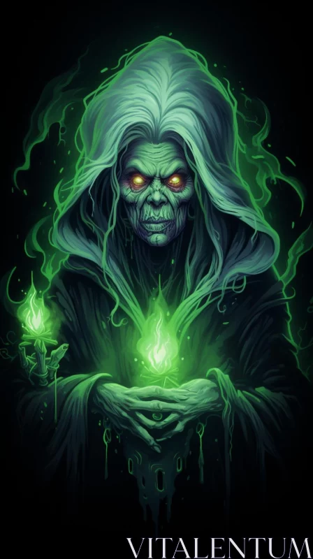 AI ART Mystical Green Characters in Macabre Gothic Art