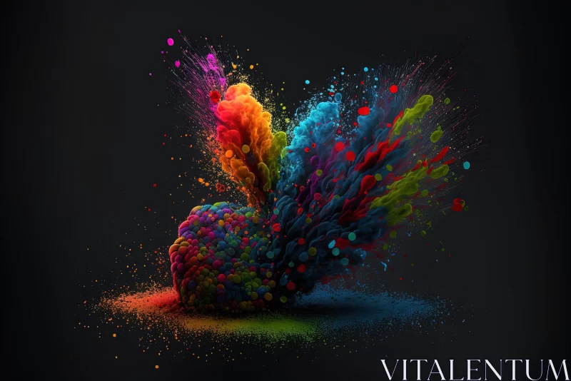 Colorful Splashes and Organic Forms in Abstract Art AI Image