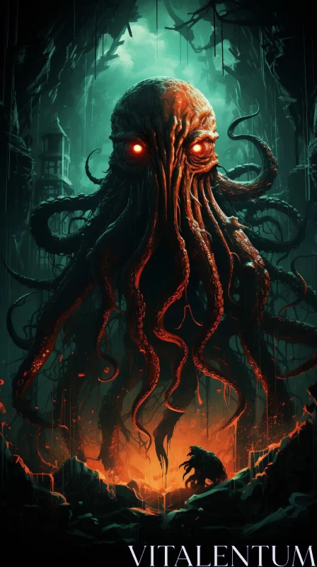 Lovecraftian Horror Octopus Wallpaper - Dark and Gritty AI Image