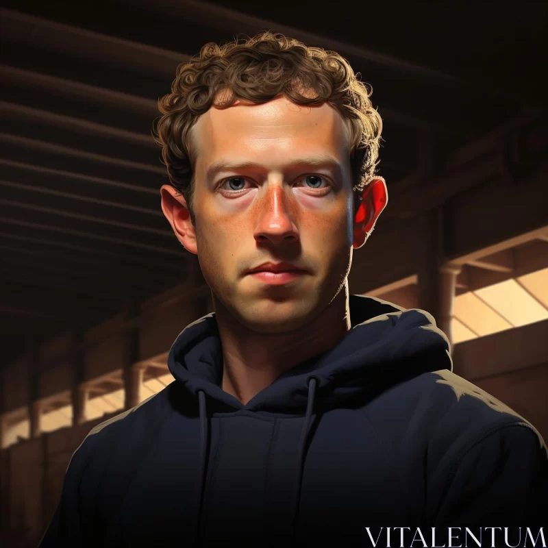 AI ART Pensive Facebook Founder Portrayed in Contemporary Realism