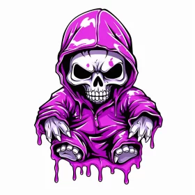 Purple Hooded Skeleton in Graffiti Style Art AI Image