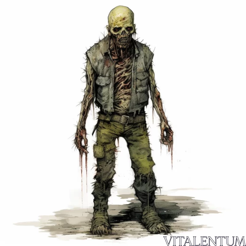 Walking Dead: Zombie Character in Gritty Realism AI Image