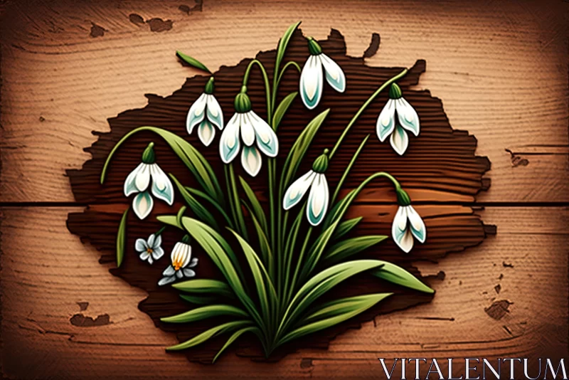 Snowdrops on Wood: A 2D Game Art Representation AI Image