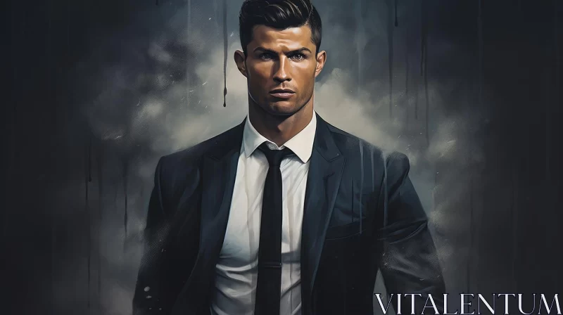 Monochromatic Realism: Footballer in a Suit AI Image