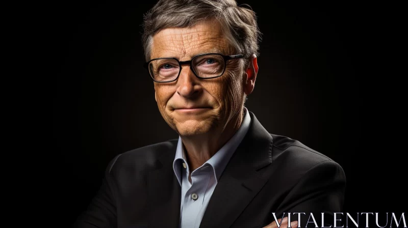Expressive Portrait of Bill Gates with Soft Lighting AI Image
