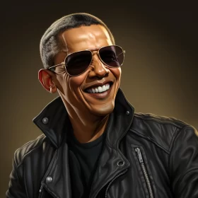 Joyful and Optimistic Illustration of Barack Obama AI Image