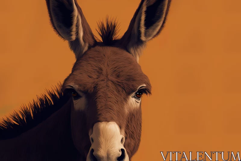 Minimalist Desertwave Donkey Portrait in Warm Orange Hues AI Image