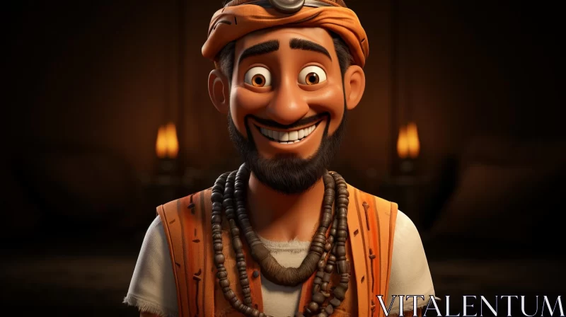 Animated Character in Orientalist Style with Indian Motifs AI Image