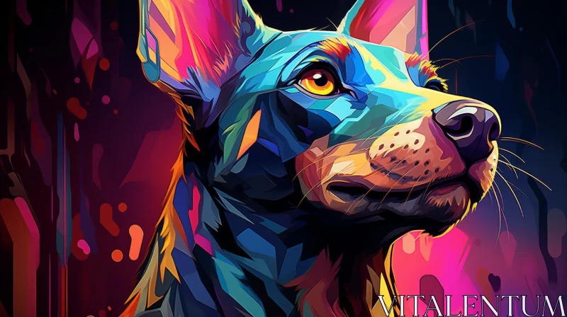 Colorful Dog Portrait in Bronze and Cyan - Digital Art AI Image