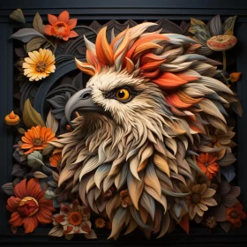 Floral Paper Sculpture of an Eagle: A Blend of Art Forms AI Image