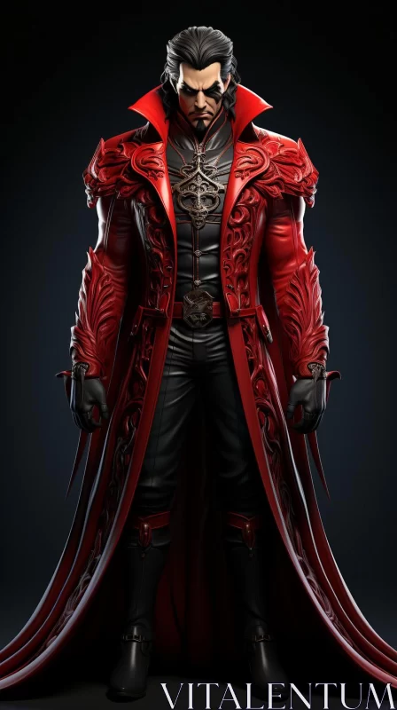 Gothic Dracula Character in Red Suit - Manticore Elements AI Image