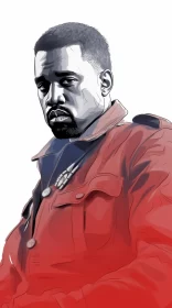 Kanye West Artistic Portrait in Red and Azure - HD AI Image