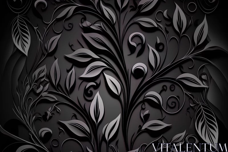 Abstract Black Floral Foliage: A Dance of Shadows and Ceramic AI Image