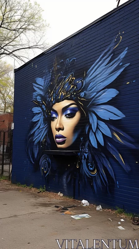AI ART Dark Azure and Gold Fairy Tale Mural on Hudson Street