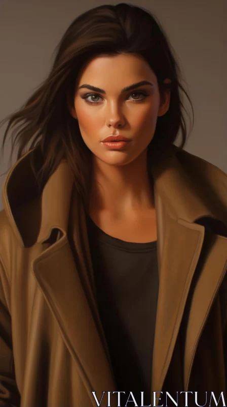AI ART Kendall Jenner Portrait - Warm Tonal Range and Realistic Detail