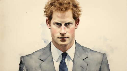 Stunning Prince Harry Portrait in Grey Academia and Fawncore Aesthetics AI Image