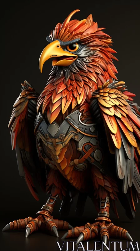 Colorful Fantasy Realism: 3D Cyborg Eagle Model AI Image