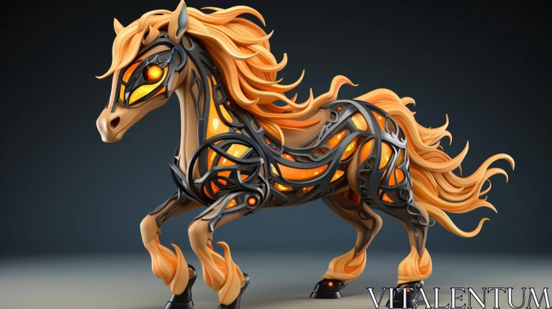Fiery Horse in Mechanical Design - An Industrial Aesthetic AI Image