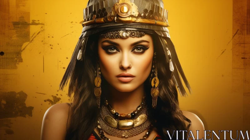 Ancient Egyptian Splendor - Woman in Traditional Regalia AI Image