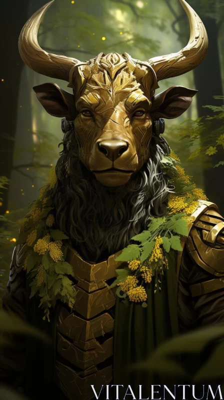 Forest Dweller: A Majestic Animal-Like Character in Woodland AI Image