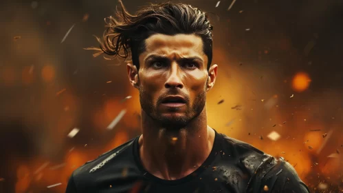 Cristiano Ronaldo: A Fusion of Charred Textures and Wildlife AI Image