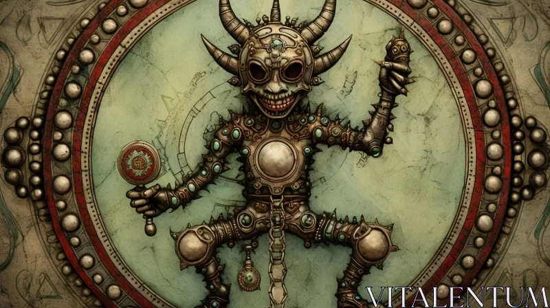 Demon Illustration in Steampunk Style with Detailed Texture AI Image