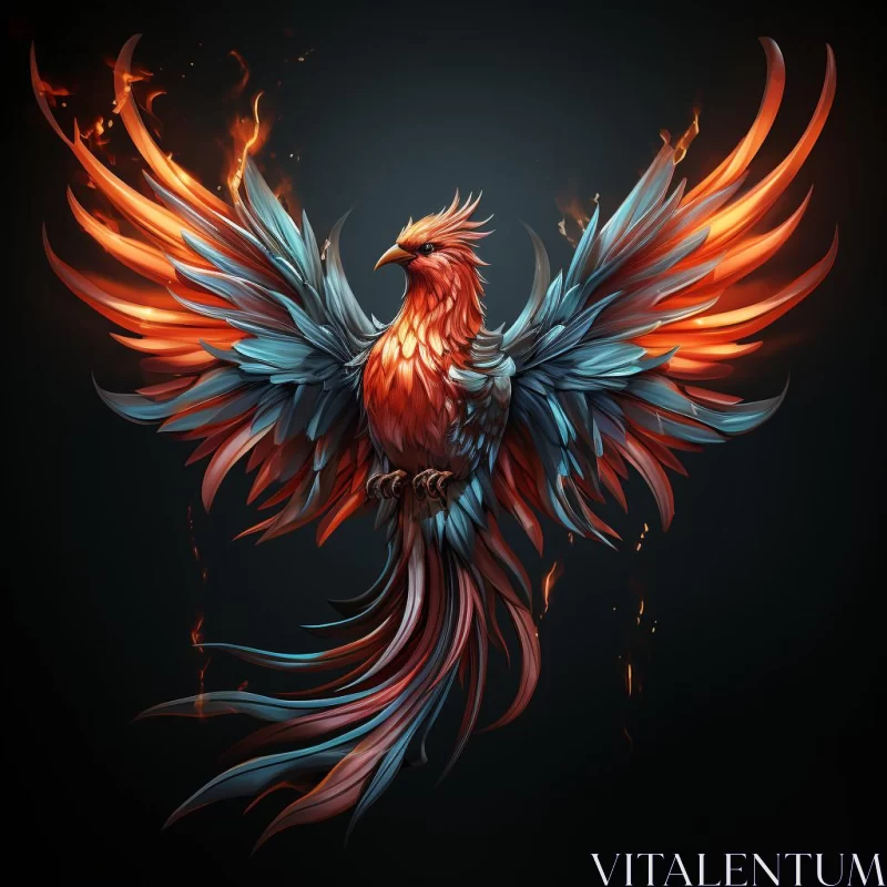 Fire Phoenix Bird: A Stunning 3D Illustration AI Image