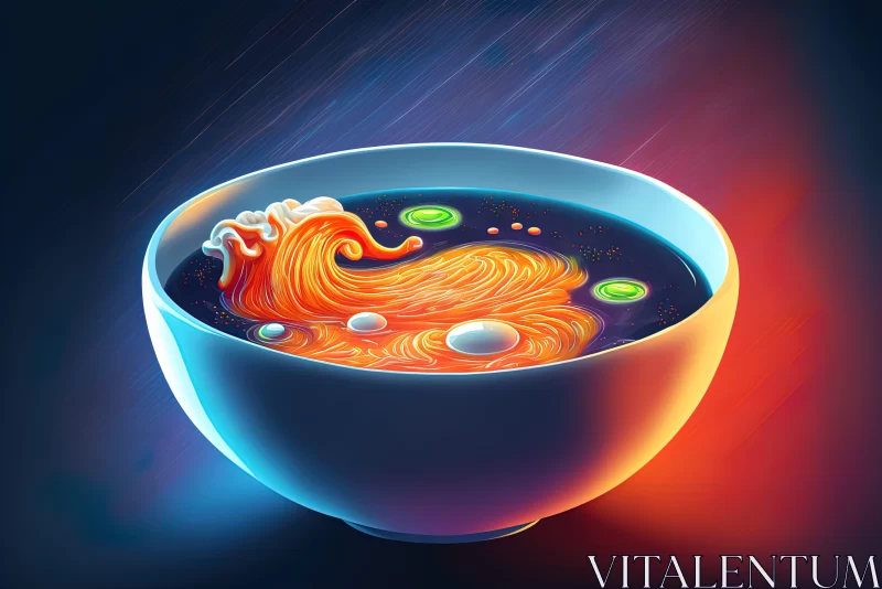 AI ART Futuristic Oriental Soup Illustration: A Dance of Light and Shadows