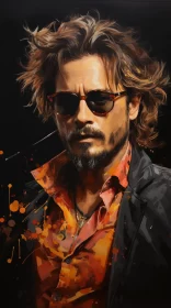 Johnny Depp Portrait in Dark Orange and Amber Tones AI Image
