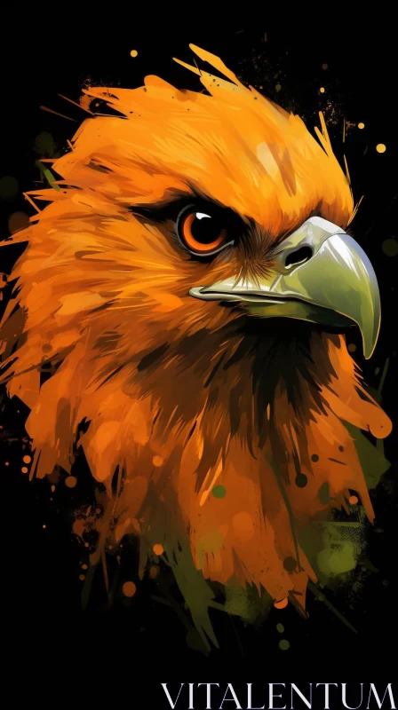 Aggressive Orange Eagle Digital Illustration AI Image