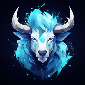 Blue Bull Fantasy: A Glowwave Inspired Digital Art AI Image