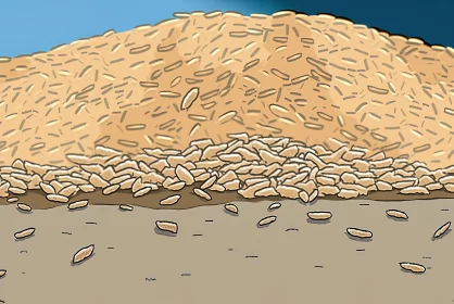Cartoon Illustration of Pile of Grains - Superflat Style AI Image