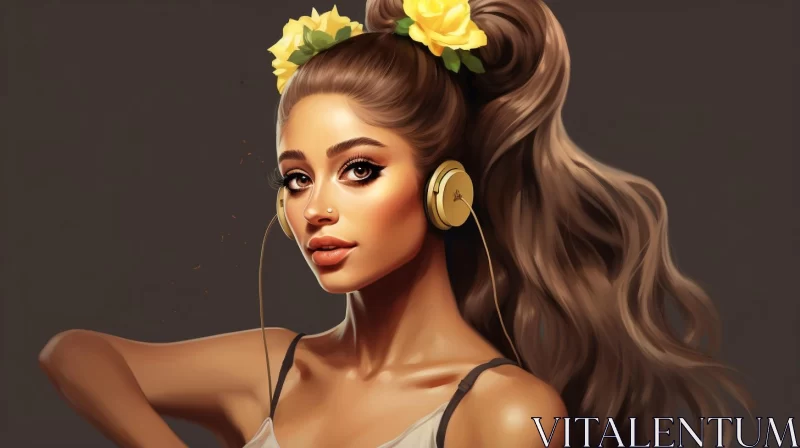 AI ART Ariana Grande Fantasy Portrait - Flower Power Street Style