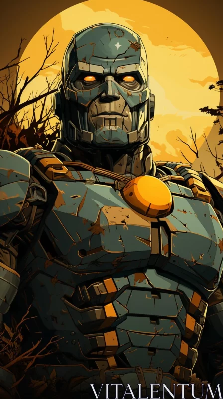 Post-apocalyptic Robot in Comic Book Art Style AI Image