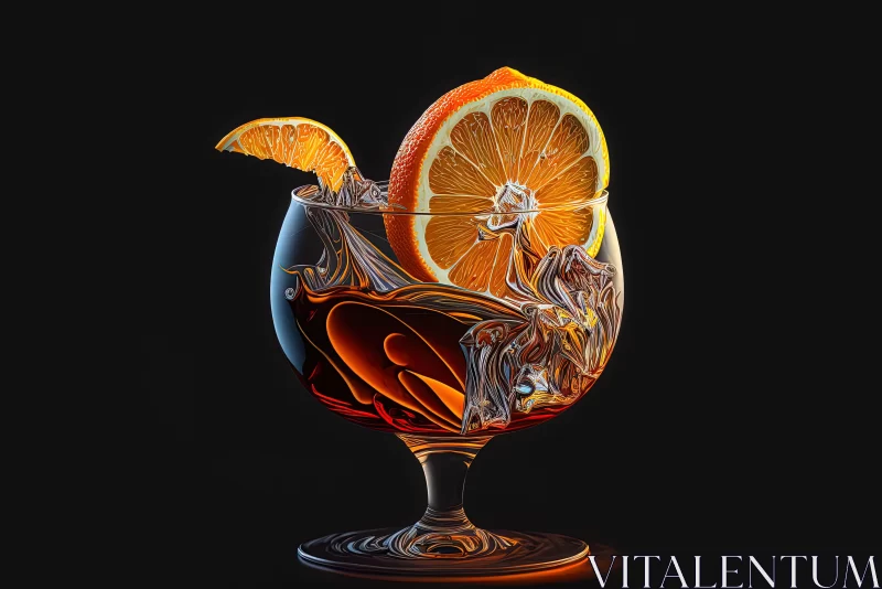 Surrealistic Orange Slice in Glass: A Multi-layered Rococo Carnivalcore Artwork AI Image