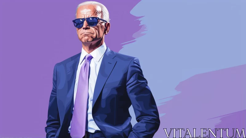 Joe Biden Portrait: A Fashion Illustration with a Rich Color Palette AI Image