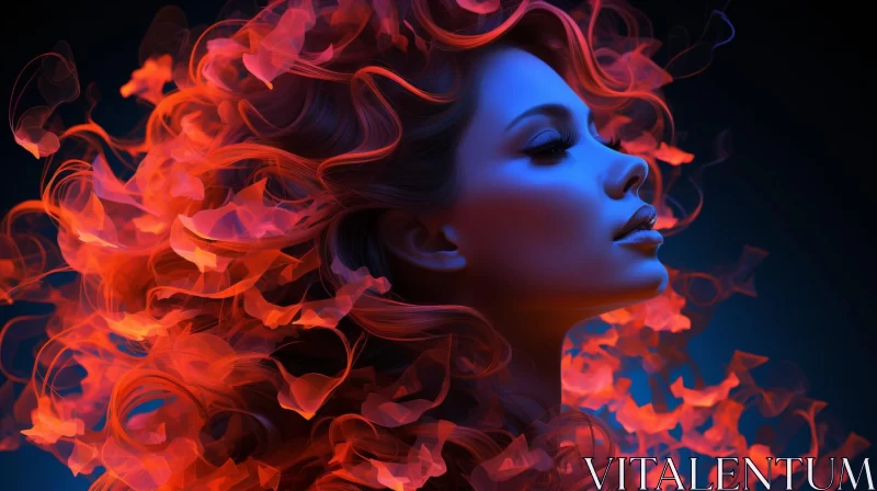 Ethereal Fire Woman: A Fusion of Emotion and Elegance AI Image