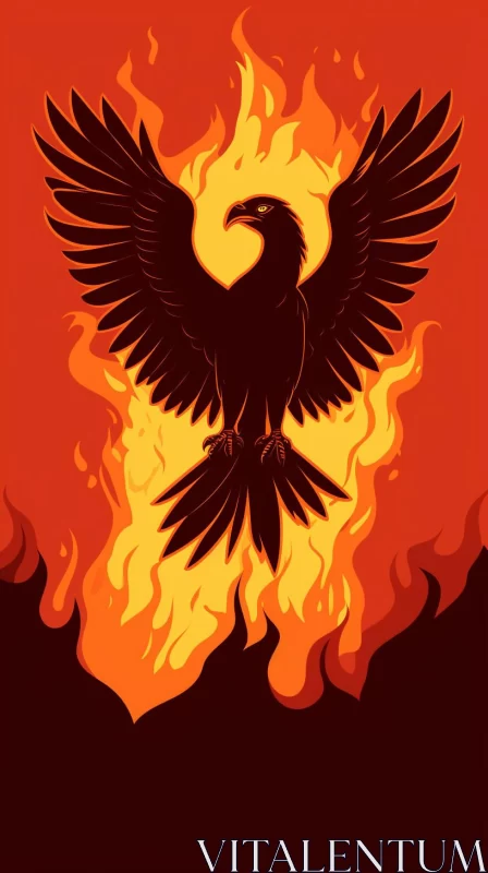 Fiery Eagle - A minimalist illustration poster art AI Image