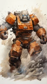'Havoc' - An Orange Armored Space Marine in Frostpunk Environment
