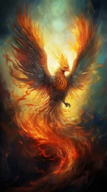 Phoenix Rising: A Symbol of Rebirth in Intense Colors AI Image