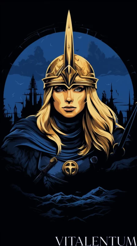 Epic Female Warrior in Armor - City Portraits AI Image