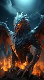 Fire-Winged Dragon: A Master of Shadows AI Image